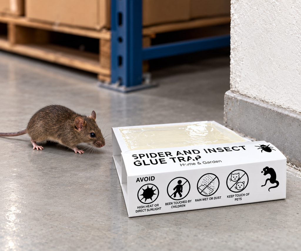Piège adhésif en situation avec une souris