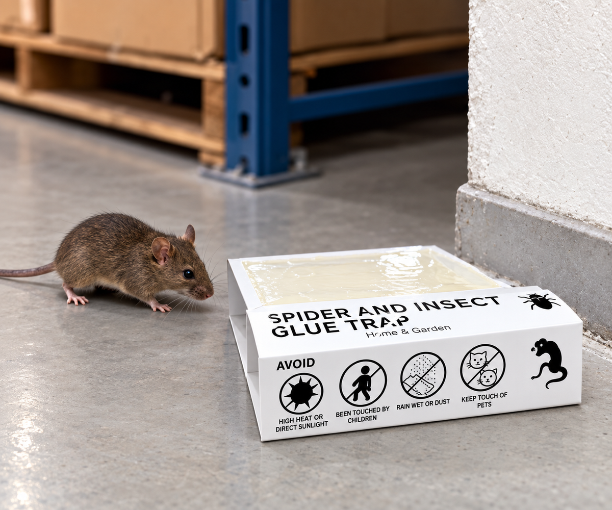 Piège adhésif en situation avec une souris